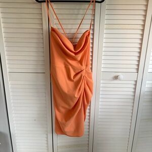 BCBGeneration Orange Cowl Draped Dress